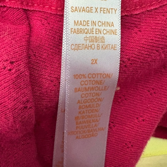 Savage X Fenty Fuchsia Cozy Lounge Set 2X Lightweight Cotton Breathable Eyelit - Picture 5 of 10